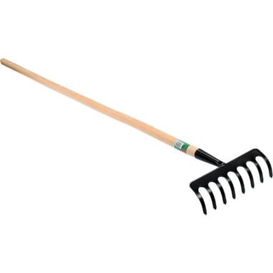 Grabie metalowe 8 zębów z trzonkiem drewnianym