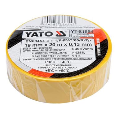 Taśma elektroizolacyjna 19mmx20mx0,13mm żółta