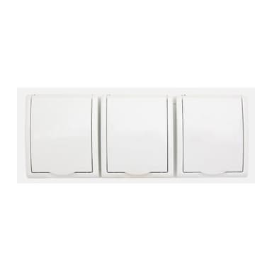 Gniazdo hermetyczne potrójne z uziemieniem z klapką pełną białe 3P IP54