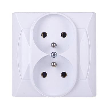 Gniazdo OSPEL AKCENT białe podwójne z/u