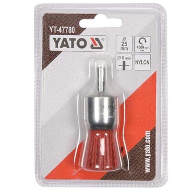 Szczotka czołowa 25mm z trzpieniem fi6mm nylon