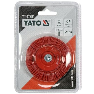 Szczotka tarczowa 75mm z trzpieniem fi6mm nylon