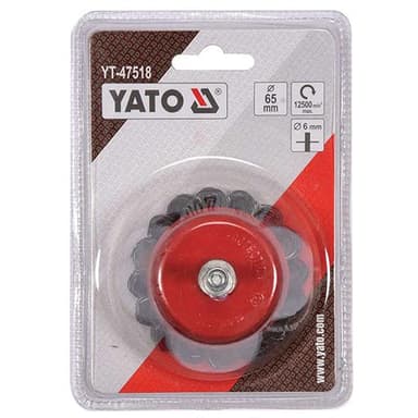 Szczotka czołowa 65mm z trzpieniem fi6mm drut pleciony