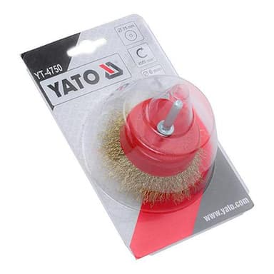 Szczotka czołowa 75mm z trzpieniem fi6mm drut splatany