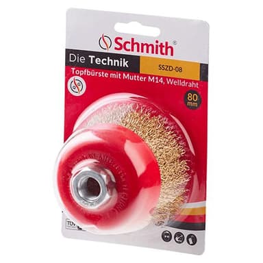 Szczotka doczołowa 80mm z nakrętką m14 drut falowany