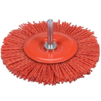 Szczotka tarczowa 100mm z trzpieniem fi6mm nylon