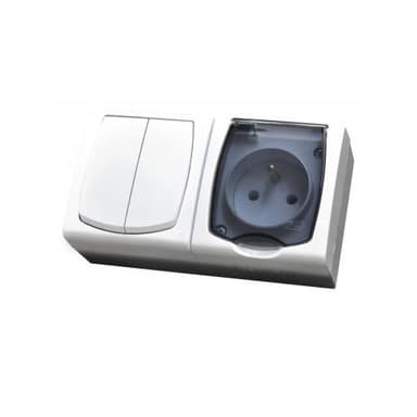 Łącznik herm świecz+ gniazdo herm pojed z/u z klapką biały MADERA