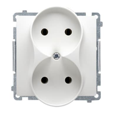 Gniazdo SIMON białe podwójne/bez uziemienia