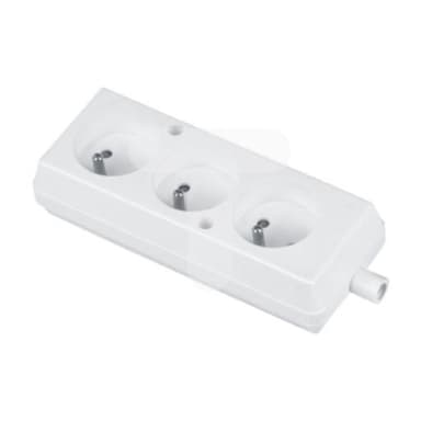 Gniazdo przenośne trzykrotne 3p 2P+Z 16A 250V białe GN-370