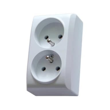 Gniazdo podwójne bis białe 2P GN-2B00
