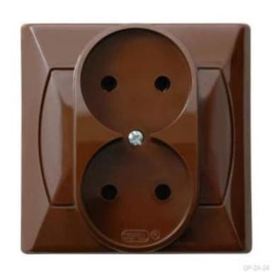 Gniazdo OSPEL AKCENT GP-2A brąz podwójne b/u