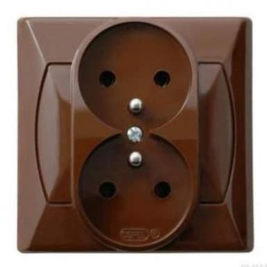 Gniazdo OSPEL AKCENT brąz podwójne z/u