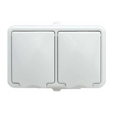 Gniazdo hermetyczne podwójne białe klapka 2P 2x2P+Z