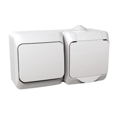 Cedar Plus Zestaw łącznik + gniazdo pojedyncze z uziemieniem białe 1P WDE000580