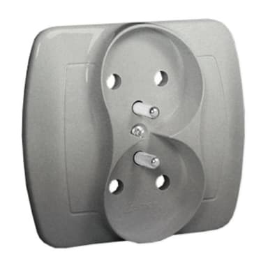 Gniazdo Simon Akord podwójne z/u 16A IP20 z przesł torów alum metalizowane AGZ2z/26