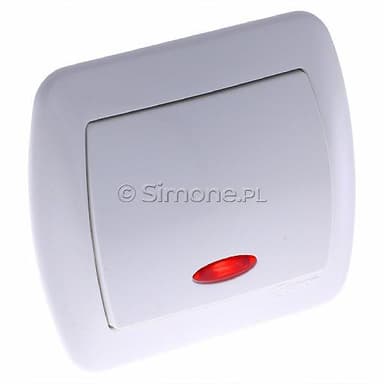 Wyłącznik Simon Akord jednobieg z podświetleniem biały AW1L/11