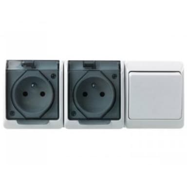 Gniazdo podwójne z uziemieniem łącznik jednobiegunowy 2P biały 2x2P+Z+ 0327-21