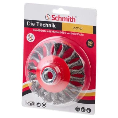 Szczotka tarczowa 100mm z nakrętką m14 drut skręcany