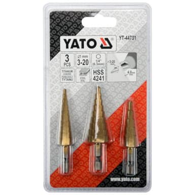 Wiertła stopniowe 3-20mm 3szt