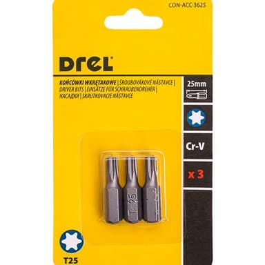 Końcówki wkrętakowe torx TX25x25mm 3szt bity