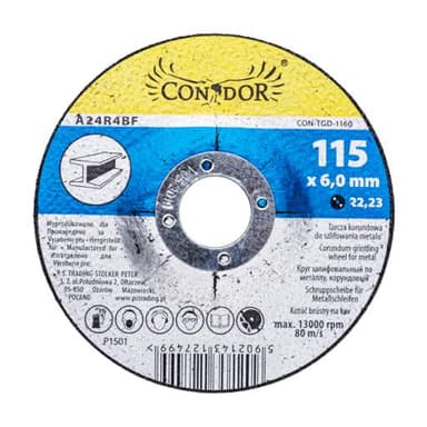 Tarcza do szlifowania metalu 115x6,0x22mm