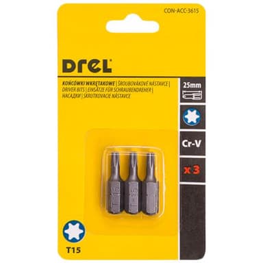 Końcówki wkrętakowe torx tx15x25mm 3szt