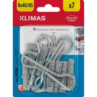 Kołek rozporowy z hakiem sufitowym 8x40mm 7szt