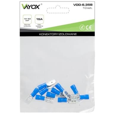 Konektory izolowane męskie+żeńskie niebieskie 10szt VDD-6.35B
