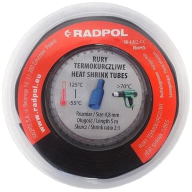 Rurki termokurczliwe 4,8/2,4mm czarny 5m