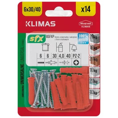 Kołek uniwersalny PZ 6x40 mm blister 14szt