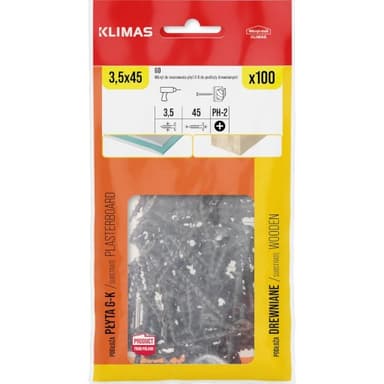 Wkręt do gk fosfatowany 3,5x45mm drewno 100szt