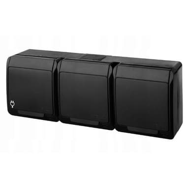 Gniazdo natynkowe potrójne z uziemieniem 3x2P+Z IP44 czarne 0323-09