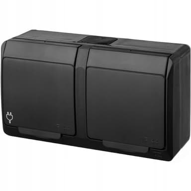 Gniazdo natynkowe podwójne z uziemieniem czarne 2P 2x2P+Z 0322-09