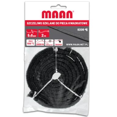 Szczeliwo szklane do pieca kwadratowe 8x8mm 2mb