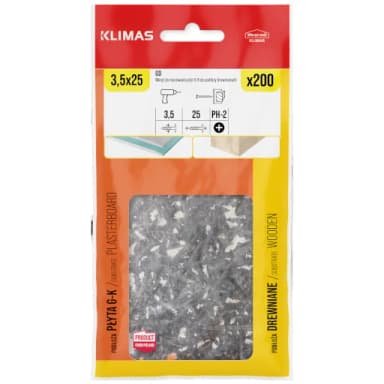 Wkręt do gk fosfatowany 3,5x25mm drewno 200szt