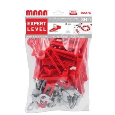 System poziomowania płytek 1,5mm 50szt+50szt klipsy i kliny SM-1 50szt
