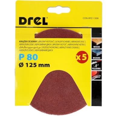 Krążek ścierny na rzep 125mm gr.80 5szt