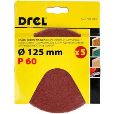 Krążek ścierny na rzep 125mm gr.60 5szt