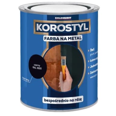 Farba do metalu na rdzę Korostyl 0,7L 9005 czarna 3w1