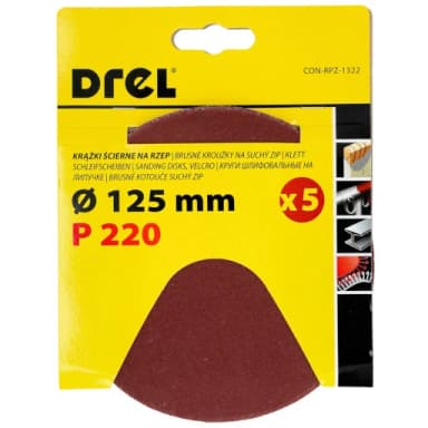 Krążek ścierny na rzep 125mm gr.220 5szt