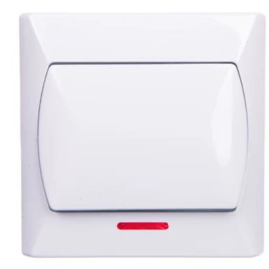Wyłcznik AKCENT pojedyńczy z podświetleniem biały ŁP-1AS/00