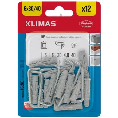 Kołek rozporowy z hakiem prostym fi 6 blister