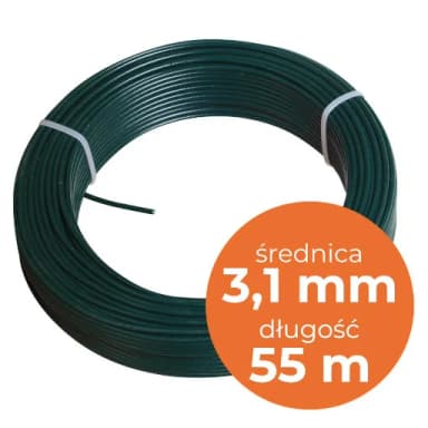 Drut naciągowy grubość 3,1mm PCV zielony 55mb