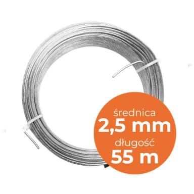 Drut naciągowy grubość ocynk 2,5mm 55mb