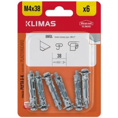 Kołek stalowy molly M4x38 6szt