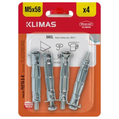 Kołek stalowy molly M5x58 4szt